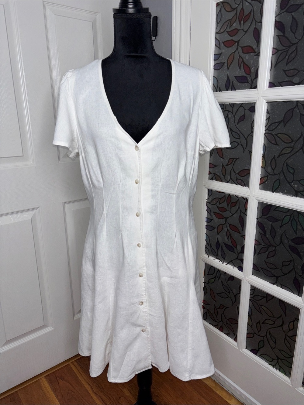 Universal Thread White V-Neck Button Front Midi Dress